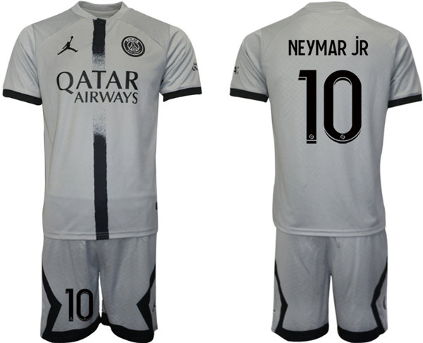 Men's Paris Saint-Germain #10 Neymar Jr 2023 Gray Soccer Jersey Suit